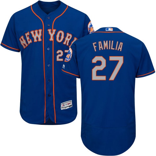 Mets #27 Jeurys Familia Blue(Grey NO.) Flexbase Authentic Collection Stitched MLB Jersey